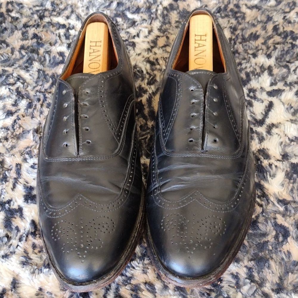BOSTONIAN IMPRESSION BLACK GENUINE LEATHER WINGTIP OXFORD DRESS SHOES